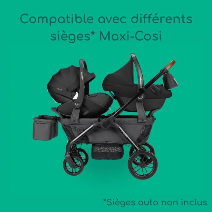 BEBECONFORT HELIOS, Poussette double, tout terrain, compact et pliable, Chariot, de 0 a 4 ans,0 a 22 kg,MINERAL GRAPHITE