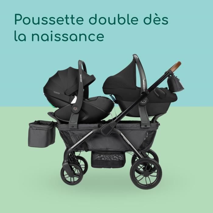BEBECONFORT HELIOS, Poussette double, tout terrain, compact et pliable, Chariot, de 0 a 4 ans,0 a 22 kg,MINERAL GRAPHITE