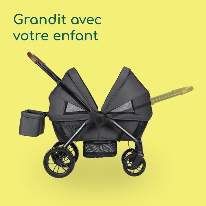 BEBECONFORT HELIOS, Poussette double, tout terrain, compact et pliable, Chariot, de 0 a 4 ans,0 a 22 kg,MINERAL GRAPHITE
