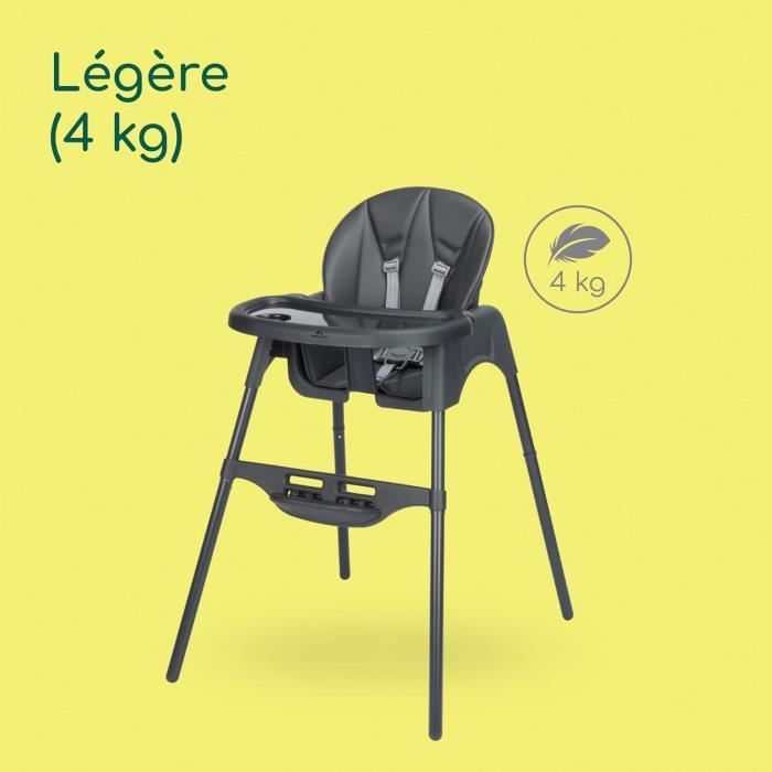 BEBECONFORT Meely + Chaise haute bébé 2 en 1, inclinable, De 6 mois a 3 ans (15kg), inclinable TINTED GRAPHITE