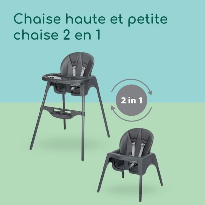 BEBECONFORT Meely + Chaise haute bébé 2 en 1, inclinable, De 6 mois a 3 ans (15kg), inclinable TINTED GRAPHITE