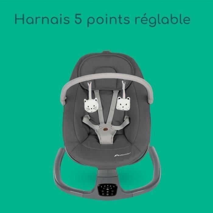 BEBECONFORT JOLANA, Transat balancelle, confortable, détection de mouvements, De 0 a 9 mois (9kg) TINTED GRAPHITE
