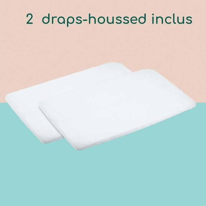 BEBECONFORT Draps de Lit pour berceau CALIDOO/AMARA, lot de 2, BLANC