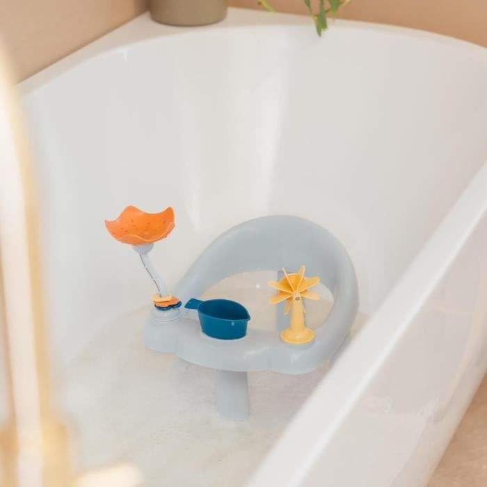 BEBECONFORT Siege de Bain pour Bebe Pivotant, 6-12 Mois, 10 kg max, Pivotant a 360°, Jeux, Antidérapant, Ergonomique, Ventouses,Bleu