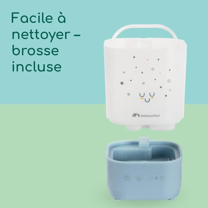 BEBECONFORT Humidificateur D'air Bébé Cool-Mist, Veilleuse Bébé 7 Couleurs, Réservoir Easy-Fill 2,1 l,Brosse de Nettoyage, Bleu