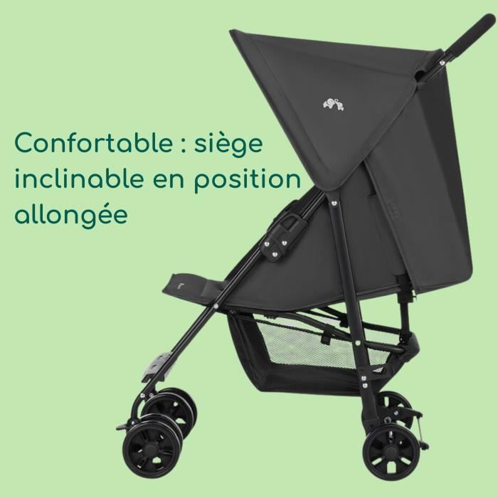 BEBE CONFORT Poussette canne Snow, ultra-légere (5 kg), De la naissance a 4 ans , Siege inclinable, Pliage compact, Mineral Graphite