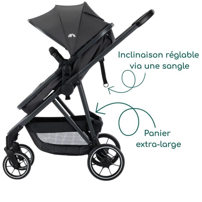 BEBECONFORT Brume Trio, Poussette 3 en 1, 0 a 4 ans, compacte et légere, siege auto i-Size, Mineral Graphite