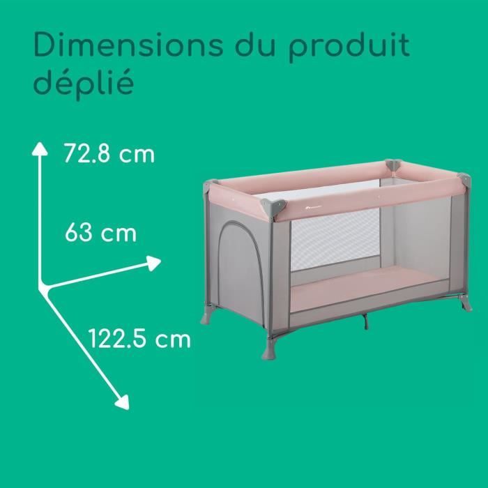 BEBECONFORT Sweet dreams Lit bébé, Lit parapluie, De la naissance a 3 ans (jusqu'a 15kg)+ sac de transport , Rose