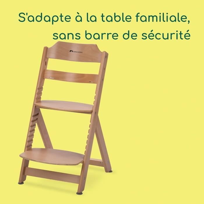 BEBECONFORT Timba Chaise haute bébé, Chaise bois, De 6 mois a 10 ans (30kg), Natural wood