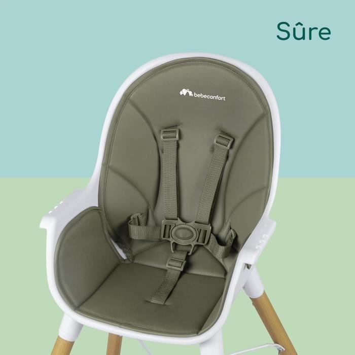 BEBECONFORT AVISTA Chaise haute évolutive, Des 6 mois jusqu' a 6 ans (30 kg), se transforme en petite chaise enfant, Mineral green