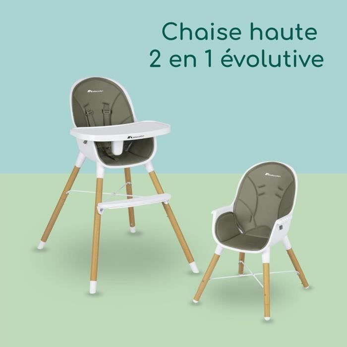 BEBECONFORT AVISTA Chaise haute évolutive, Des 6 mois jusqu' a 6 ans (30 kg), se transforme en petite chaise enfant, Mineral green