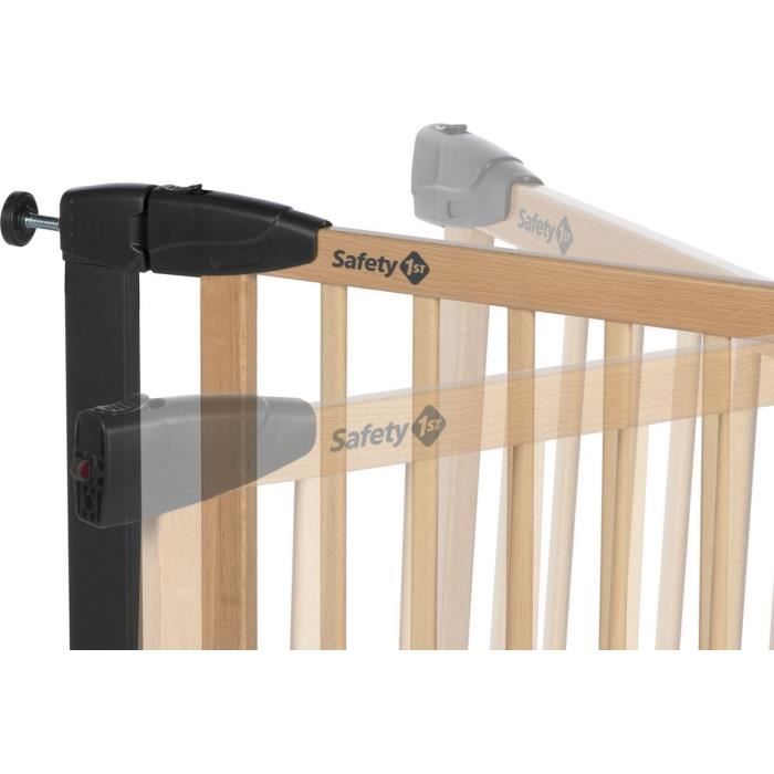 SAFETY 1ST Barriere Simply Close wood & Metal, Pression, 73-80 cm (Max. 94cm), sans vis ni perçage, Ouverture d'une Main, Bois et Gr