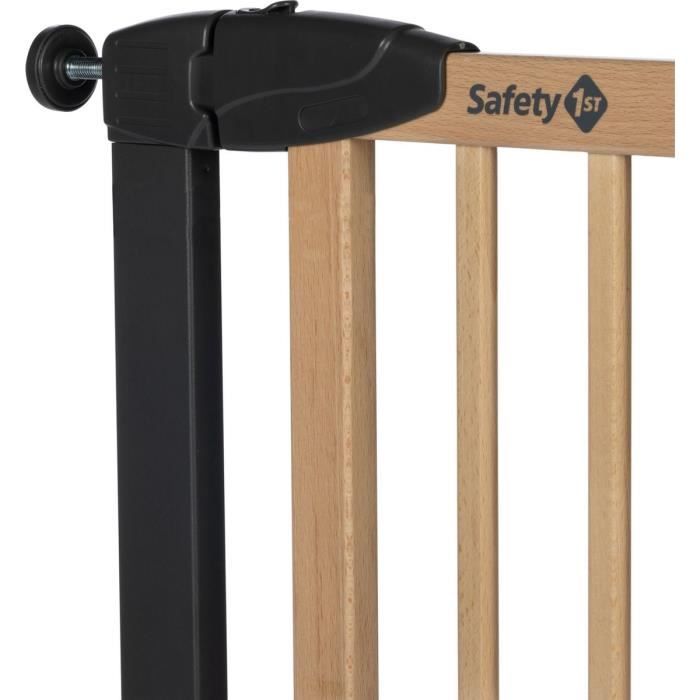 SAFETY 1ST Barriere Simply Close wood & Metal, Pression, 73-80 cm (Max. 94cm), sans vis ni perçage, Ouverture d'une Main, Bois et Gr