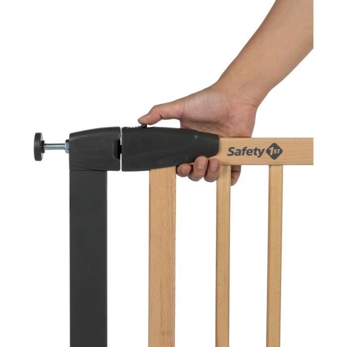 SAFETY 1ST Barriere Simply Close wood & Metal, Pression, 73-80 cm (Max. 94cm), sans vis ni perçage, Ouverture d'une Main, Bois et Gr