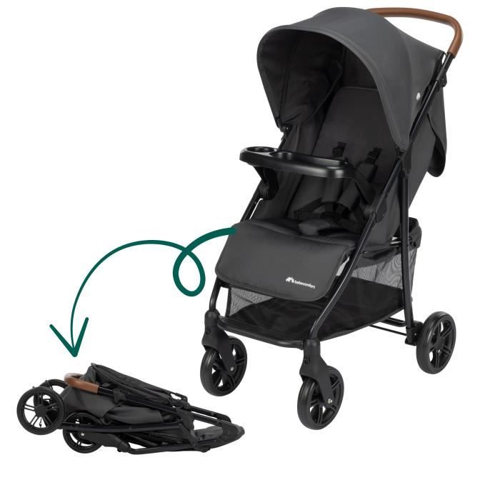 BEBECONFORT MISTY, Poussette compacte, confortable, grand panier, des la naissance jusqu'a 4 ans,0 a 22 kg, Mineral Graphite