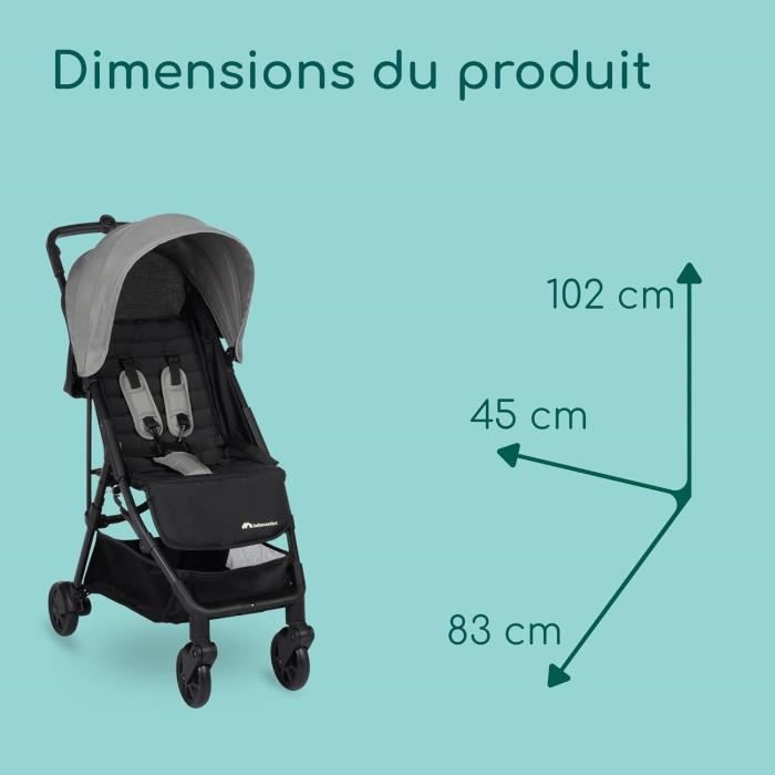 BEBECONFORT Poussette canne ultra compacte TEENY 3D, 4 roues, De la naissance a 4 ans environ (22kg), Tinted gray