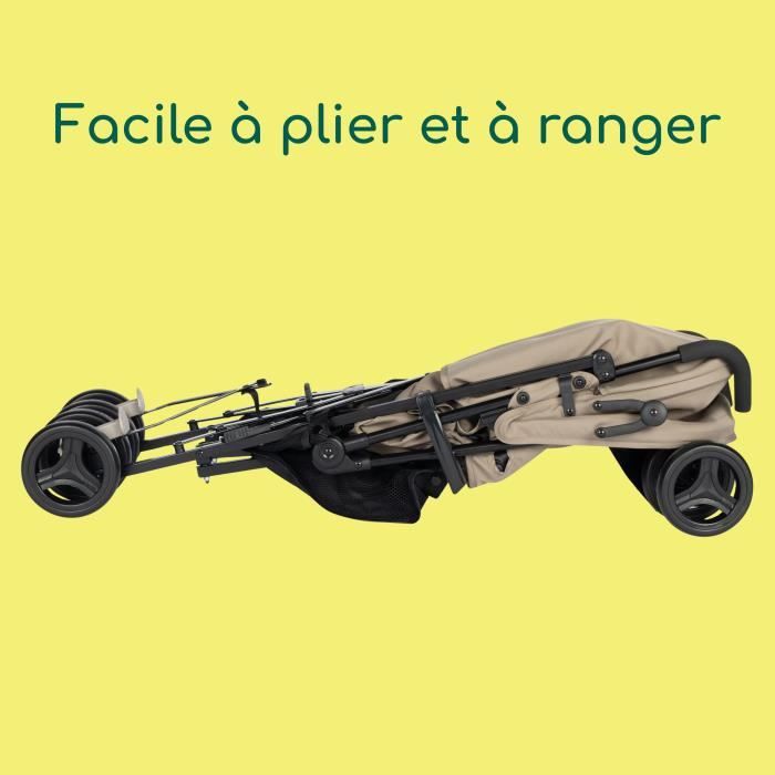 BEBECONFORT RAINBOW Poussette Canne 2eme âge, légere, pliage facile, multipositions, 6 mois a 4 ans, jusqu'a 22 kg mineral Beige