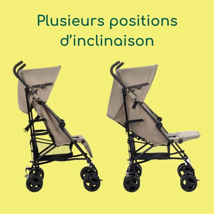 BEBECONFORT RAINBOW Poussette Canne 2eme âge, légere, pliage facile, multipositions, 6 mois a 4 ans, jusqu'a 22 kg mineral Beige