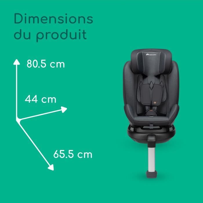BEBECONFORT Siege auto évolutif pivotant 360° EvolveFix PLUS i-Size 0/1/2/3 - Isofix 0 a 12 ans (36 kg) - 40-150 cm TINTED BLACK