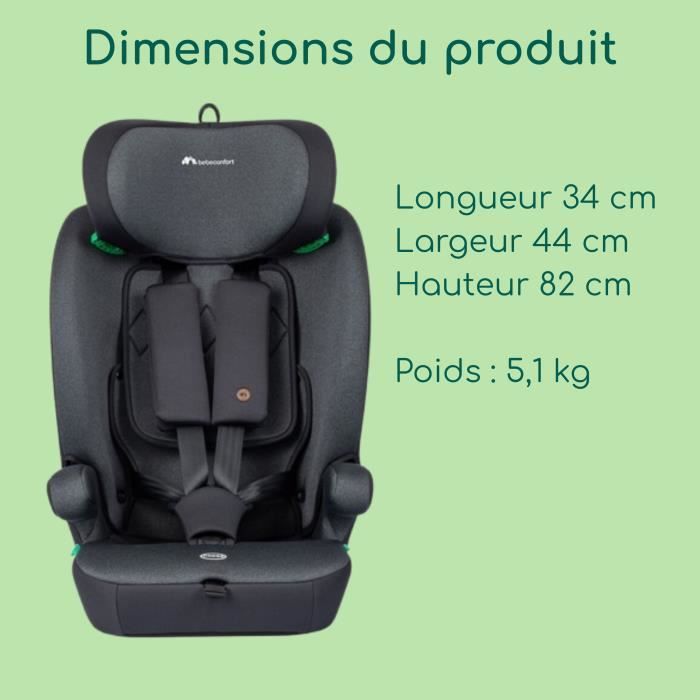 Siege auto évolutif ceinturé GROW i-Safe BEBE CONFORT, De 15 mois a 12 ans (76-150 cm), Sécurité R129, Tinted Black