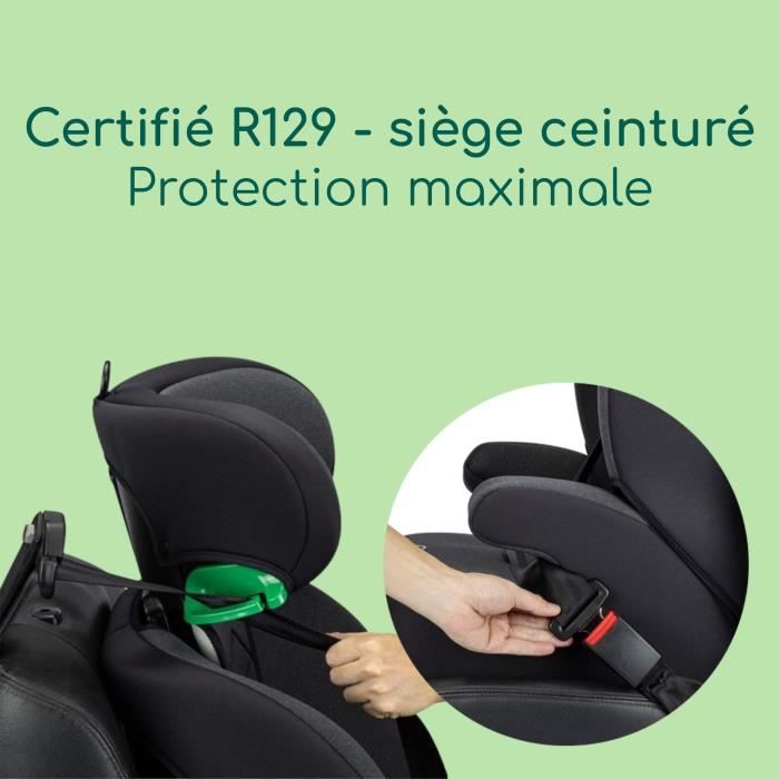 Siege auto évolutif ceinturé GROW i-Safe BEBE CONFORT, De 15 mois a 12 ans (76-150 cm), Sécurité R129, Tinted Black