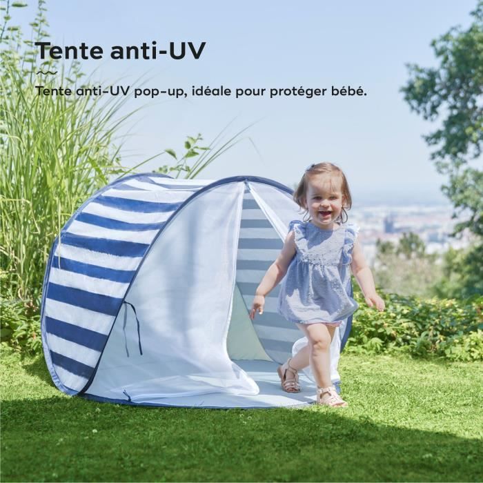 Babymoov Tente Anti-UV FPS 50+ Mariniere - Moustiquaire intégrée