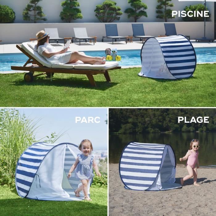 Babymoov Tente Anti-UV FPS 50+ Mariniere - Moustiquaire intégrée