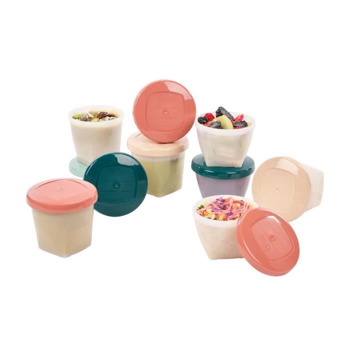 Pots de conservation Babymoov Babybols BiosourcÈs - Lot de 8x180ml + 8x250ml - GraduÈs en ml et oz