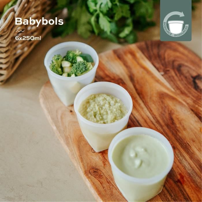 Babymoov Pots de conservation Babybols BiosourcÈs - Lot de 6x250ml