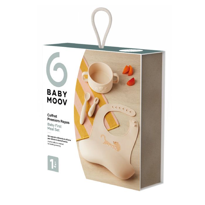 Babymoov - Coffret Premiers Repas Bébé Silicone - Vaisselle Diversification Alimentaire - Développé avec Ergothérapeute - Mini Roar