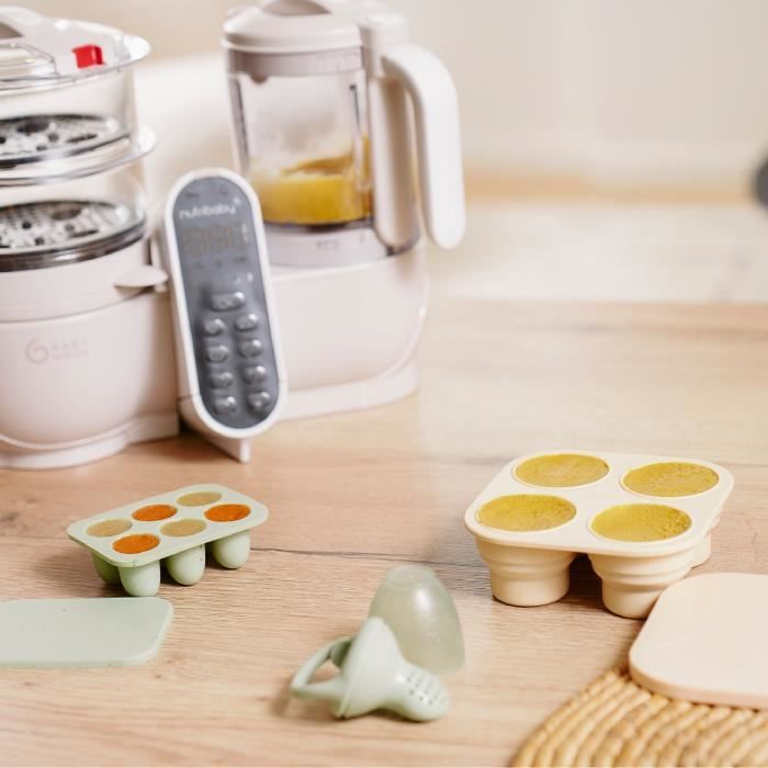 Babymoov - 2 Bacs Glaçon Bébé Diversification Alimentaire + 1 Grignoteuse Bébé - Eveille aux Goûts et Soulage les Poussées Dentaires