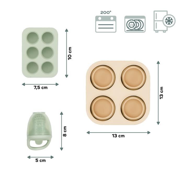 Babymoov - 2 Bacs Glaçon Bébé Diversification Alimentaire + 1 Grignoteuse Bébé - Eveille aux Goûts et Soulage les Poussées Dentaires