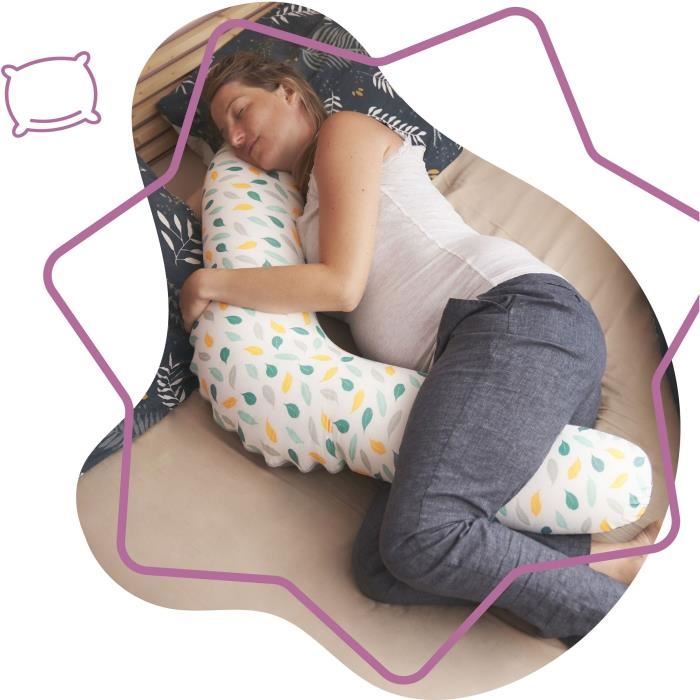 Badabulle Coussin de Grossesse et Coussin d'Allaitement - Certifié oeko-Tex - Confortable - Fabriqué en Europe, Plumes