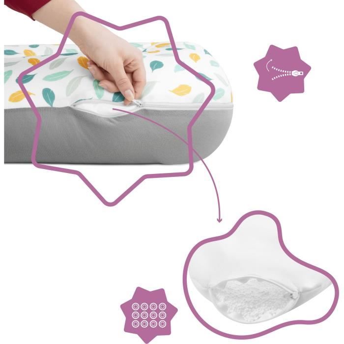 Badabulle Coussin de Grossesse et Coussin d'Allaitement - Certifié oeko-Tex - Confortable - Fabriqué en Europe, Plumes
