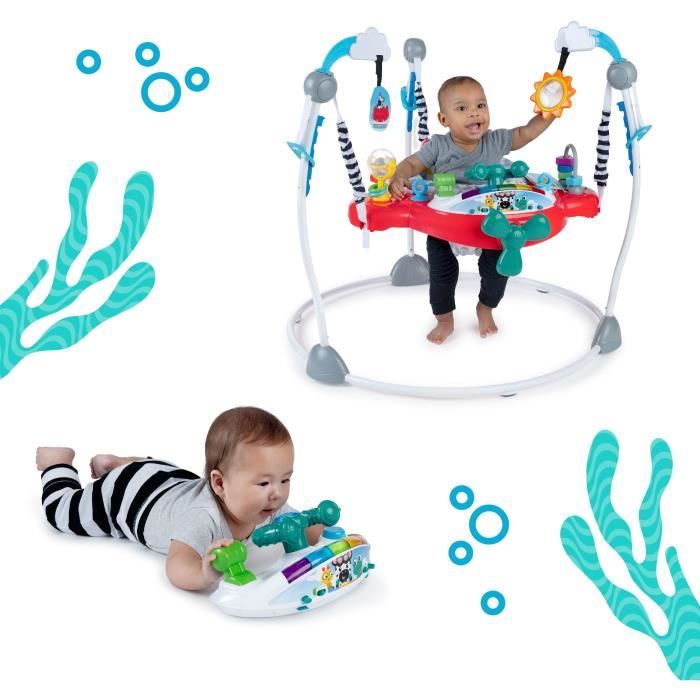 BABY EINSTEIN Aire d'Eveil a Rebonds bébé Ocean Explorers - Petit Avion, Cadeau Noel bébé, multilingues, Siege pivotant a 360 ° 6M+