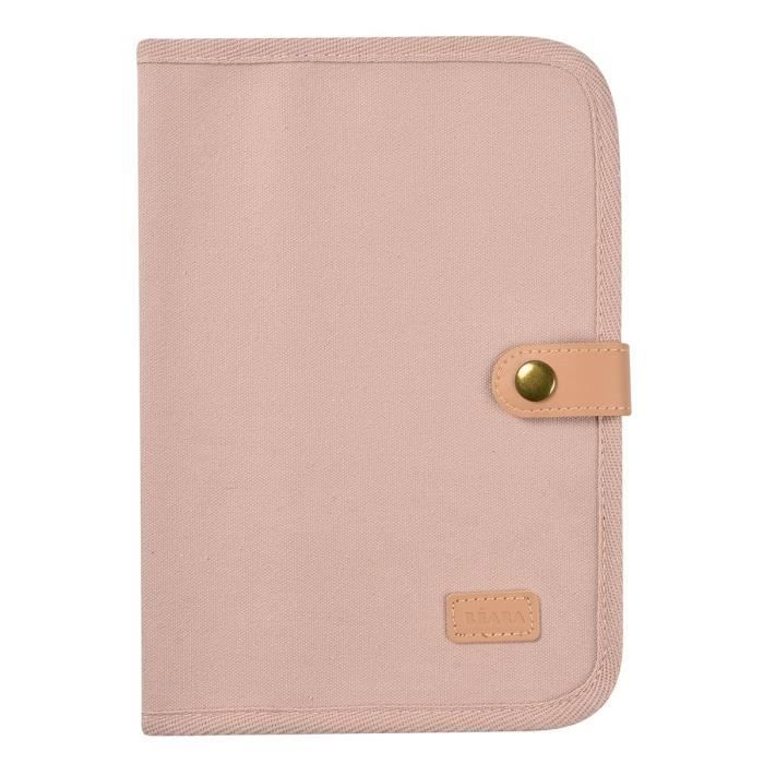 BEABA, Protege carnet de santÈ canvas rose poudrÈ