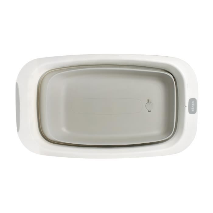 BÉABA - Baignoire Pliable bébé - Ultra Compacte - Pieds antidérapants - Bouchon de vidange - Eazy Pop Camélé'O - 29L - Gris