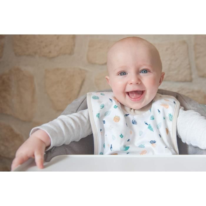 BEABA, Coffret naissance, Egoutte biberon arbre grey + Boite doseuses light/dark mist + Goupillon silicone + Bavoir coton tropical