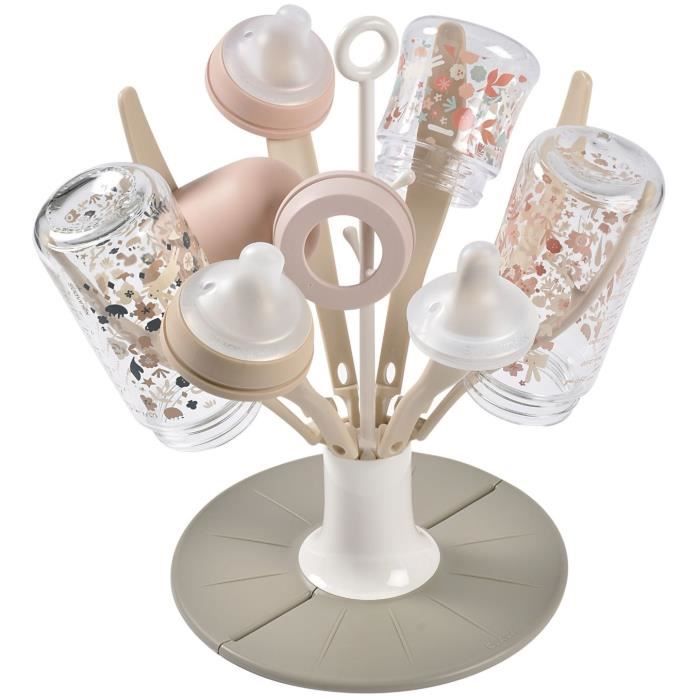 Egoutte-biberons pliable Flower - BEABA - Jusqu'a 8 biberons - Argile