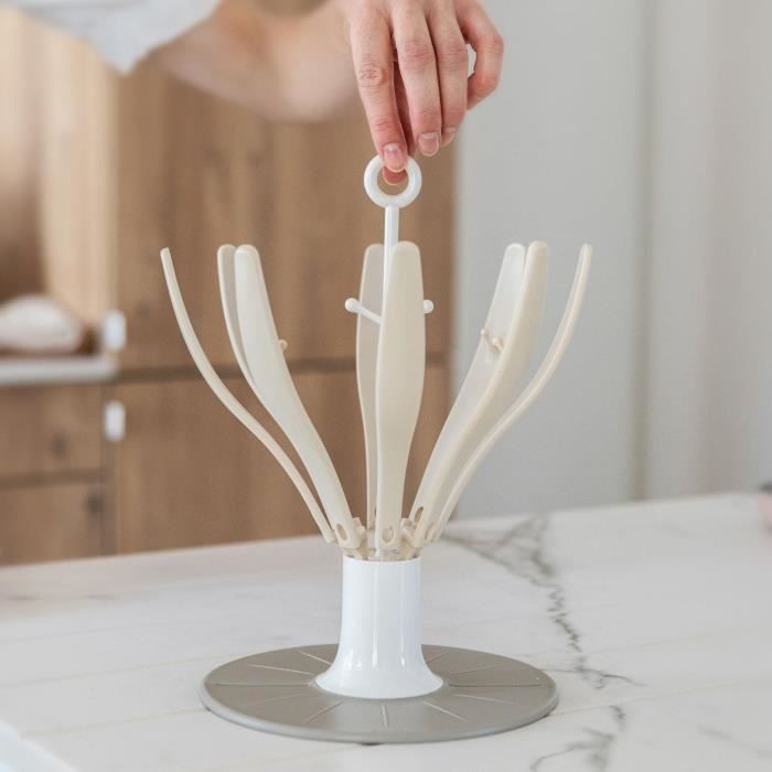 Egoutte-biberons pliable Flower - BEABA - Jusqu'a 8 biberons - Argile