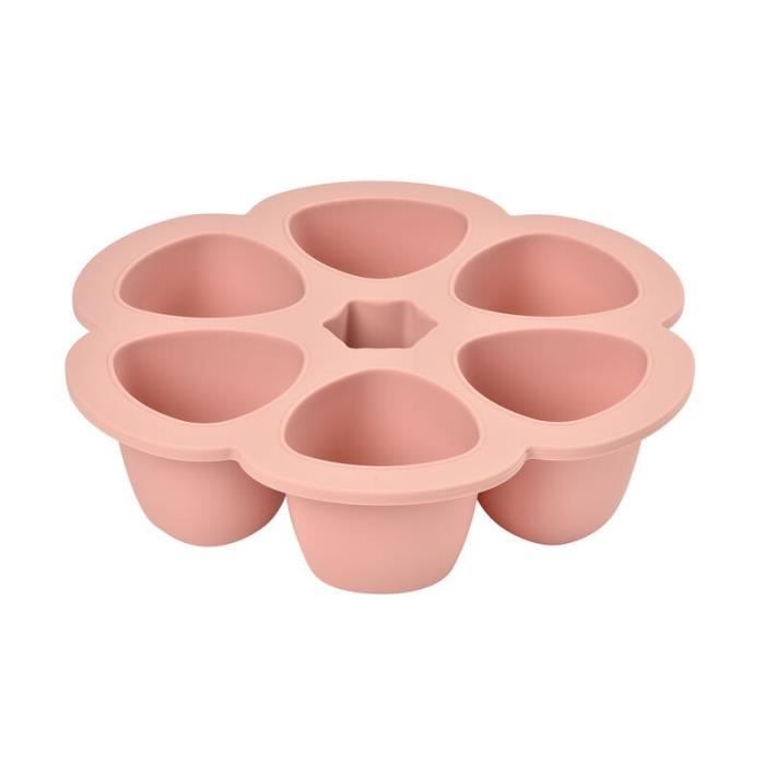 BEABA Multiportions en silicone de qualité premium, résistance thermique, couvercle hermétique, Fabriqué en Italie, 6x150 ml rose