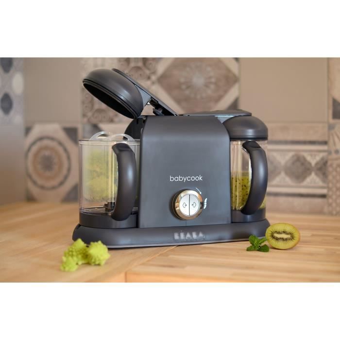 BÉABA - Babycook Duo - Robot Bébé 4 en 1 Mixeur-Cuiseur - Cuisson Vapeur rapide - Contenance XXL 2200 ml - Dark Grey
