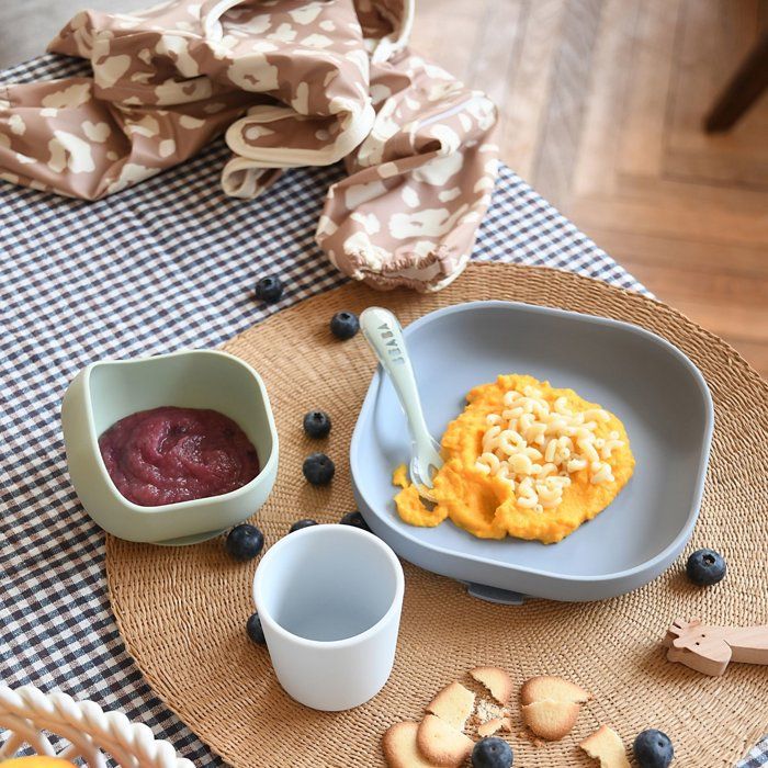 Coffret repas - BEABA - 4 pieces - En silicone - Galet