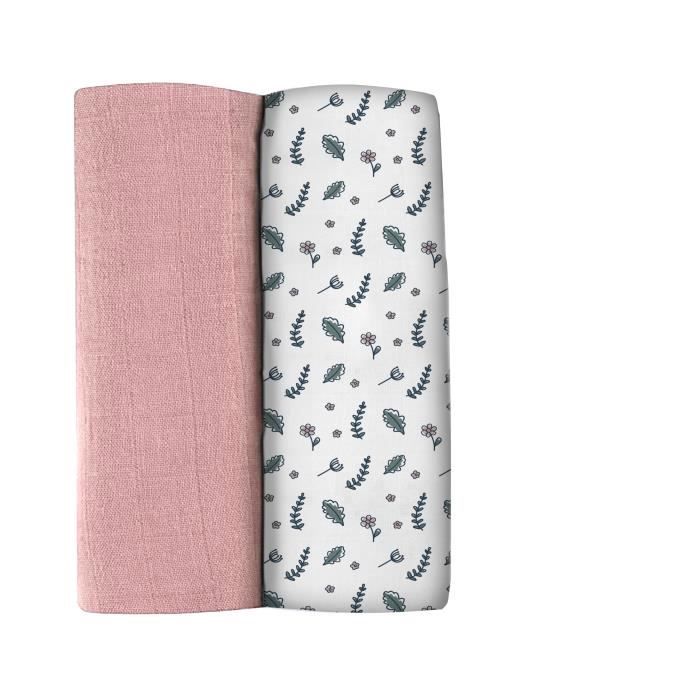 BEABA, BoÓte 2 LANGES 120cm - Vieux Rose / Campagne Florale