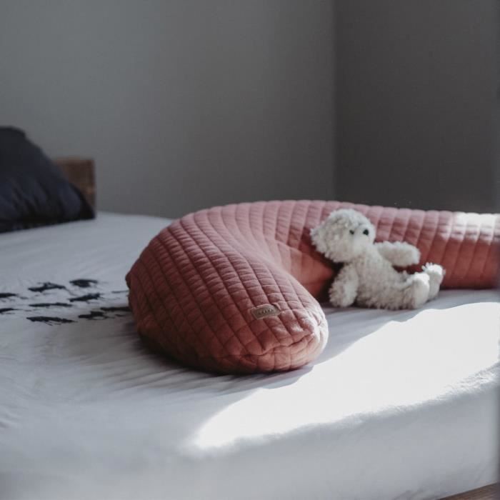 BEABA, Coussin de grossesse et d'allaitement Big Flopsyô, Fleur de coton, Brique, 170 cm