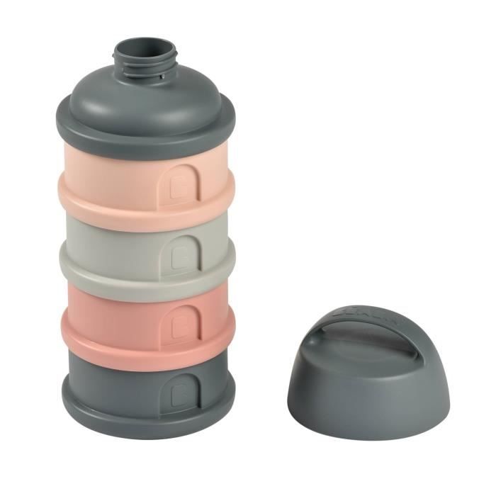 Boîte doseuse BEABA - 4 compartiments - mineral grey/pink