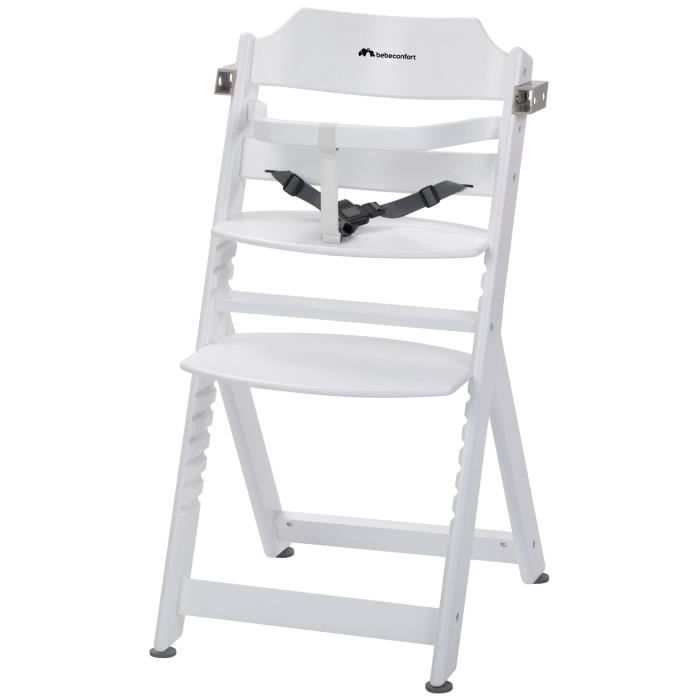 BEBECONFORT Timba Chaise haute bébé, Chaise bois, De 6 mois a 10 ans (30kg), Blanc