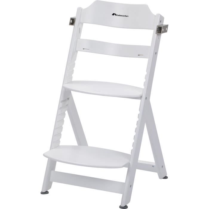 BEBECONFORT Timba Chaise haute bébé, Chaise bois, De 6 mois a 10 ans (30kg), Blanc