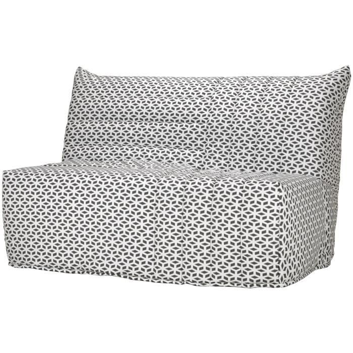 COMFORT BULTEX Banquette BZ 3 places - Tissu noir et blanc - Made in France - L 142 x P 101 cm - BECCI