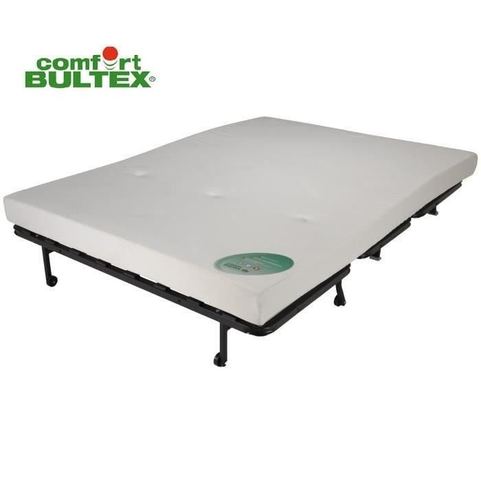 COMFORT BULTEX Banquette BZ 3 places - Tissu noir et blanc - Made in France - L 142 x P 101 cm - BECCI